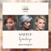 Blush Pink Black Script Logo Photo Makeup Studio ウィンドウサイン (シート2)