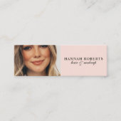 Blush Pink Black Script Photo Hair Makeup スキニー名刺 (正面)