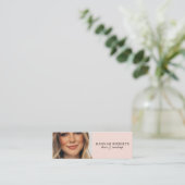 Blush Pink Black Script Photo Hair Makeup スキニー名刺 (スタンド正面)