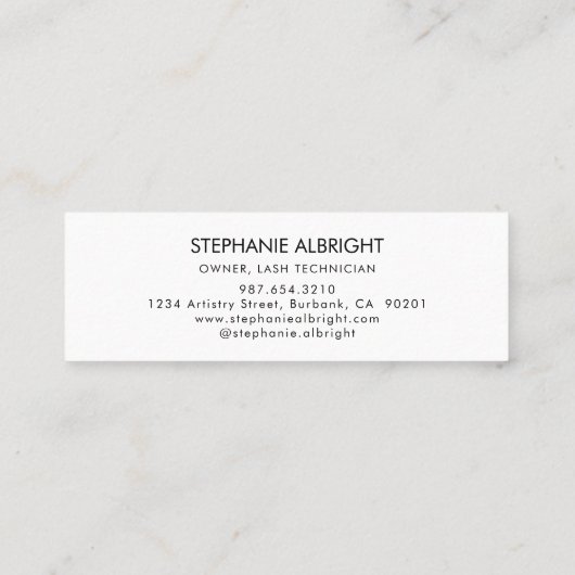 Blush Pink Black Script Photo Lashes スキニー名刺 (裏面)