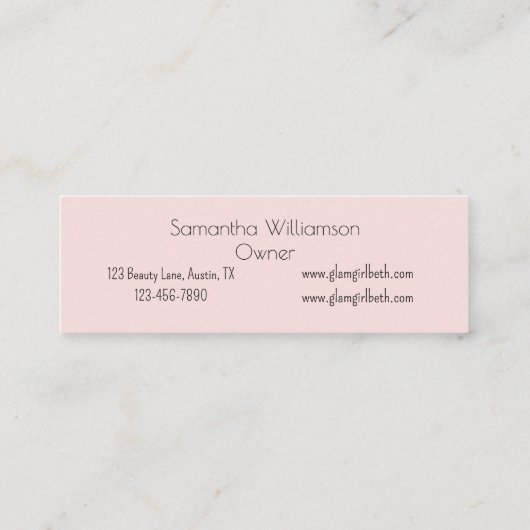 Blush Pink Black Script Photo Lashes スキニー名刺 (裏面)