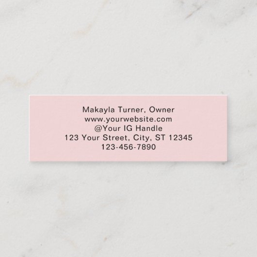 Blush Pink Black Script Photo Lashes スキニー名刺 (裏面)