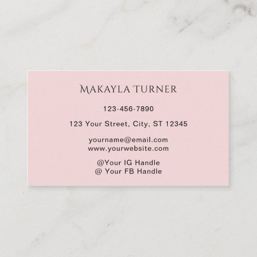 Blush Pink Black Script Photo Lashes 名刺 (裏面)