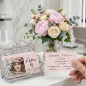 Blush Pink Black Script Photo Lashes 名刺