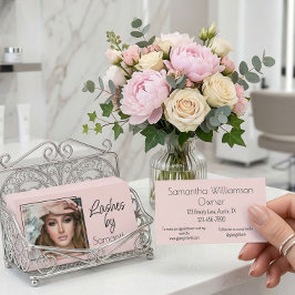 Blush Pink Black Script Photo Lashes 名刺