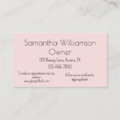 Blush Pink Black Script Photo Lashes 名刺 (裏面)