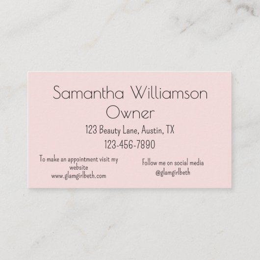 Blush Pink Black Script Photo Lashes 名刺 (裏面)