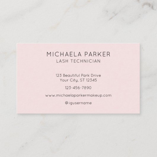 Blush Pink Black Script Photo Lashes 名刺 (裏面)