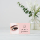 Blush Pink Black Script Photo Lashes Studio 名刺 (スタンド正面)