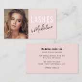 Blush Pink Black Script Photo Lashes Studio 名刺 (正面/裏面)