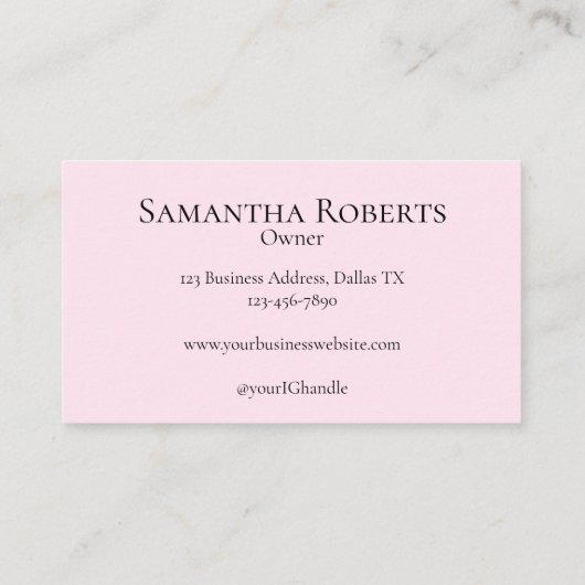 Blush Pink Black Script Photo Makeup コーリングカード (裏面)