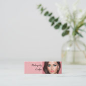 Blush Pink Black Script Photo Makeup スキニー名刺 (スタンド正面)