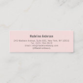 Blush Pink Black Script Photo Makeup スキニー名刺 (裏面)
