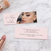 Blush Pink Black Script Photo Makeup スキニー名刺