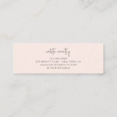 Blush Pink Black Script Photo Makeup スキニー名刺 (裏面)