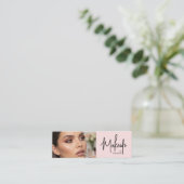 Blush Pink Black Script Photo Makeup スキニー名刺 (スタンド正面)