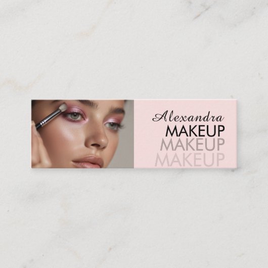 Blush Pink Black Script Photo Makeup  スキニー名刺 (正面)