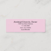 Blush Pink Black Script Photo Makeup スキニー名刺 (裏面)