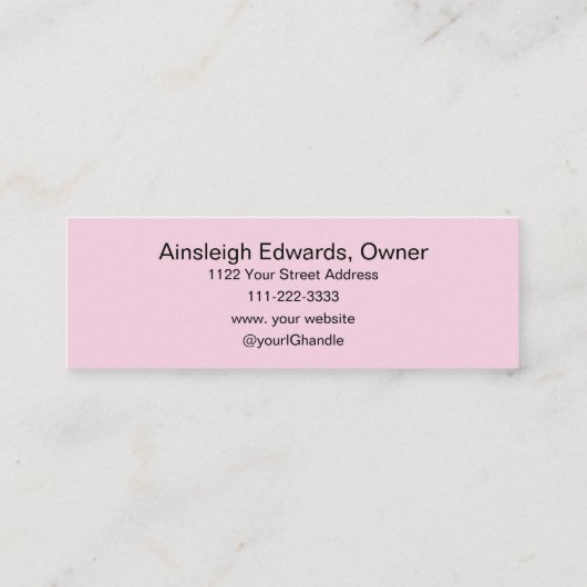 Blush Pink Black Script Photo Makeup スキニー名刺 (裏面)