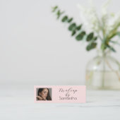 Blush Pink Black Script Photo Makeup スキニー名刺 (スタンド正面)