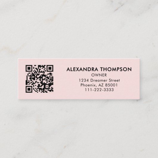 Blush Pink Black Script Photo Makeup  スキニー名刺 (裏面)