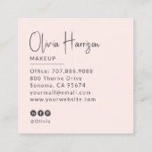 Blush Pink Black Script Photo Makeup スクエア名刺 (裏面)