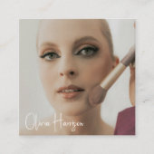 Blush Pink Black Script Photo Makeup スクエア名刺 (正面)
