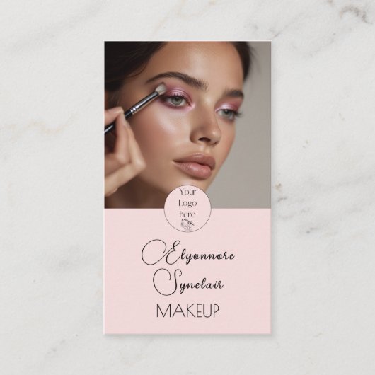 Blush Pink Black Script Photo Makeup  名刺 (正面)