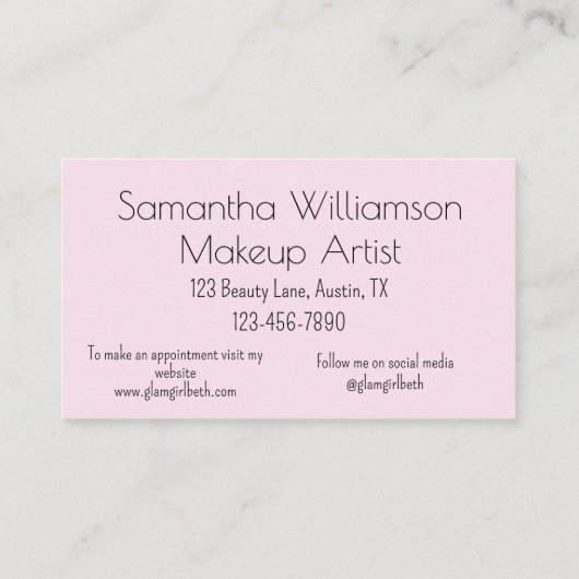 Blush Pink Black Script Photo Makeup 名刺 (裏面)