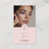 Blush Pink Black Script Photo Makeup  名刺 (正面)