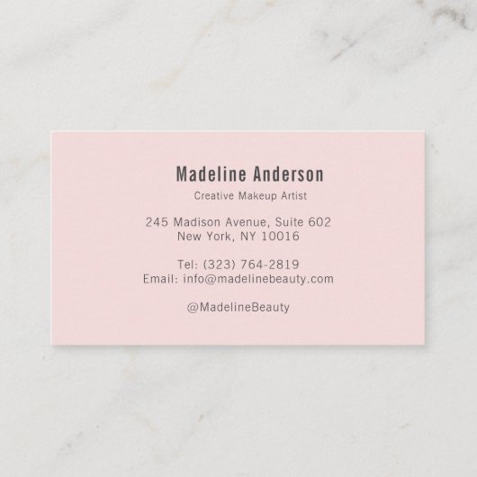 Blush Pink Black Script Photo Makeup 名刺 (裏面)