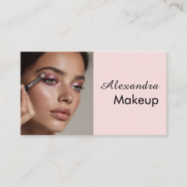 Blush Pink Black Script Photo Makeup 名刺