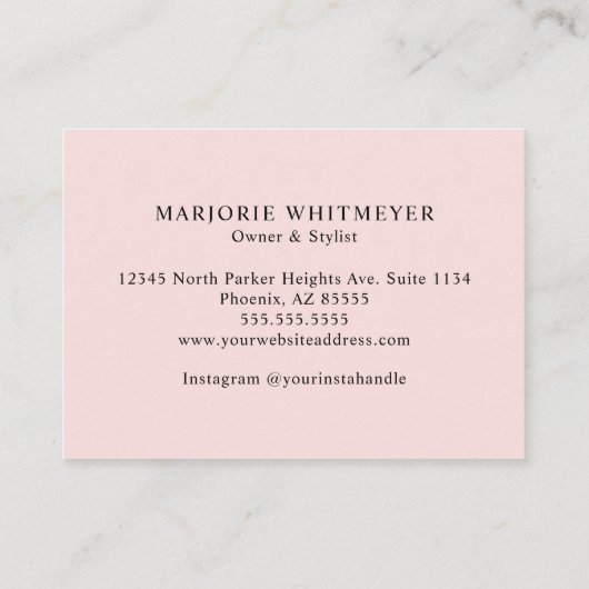 Blush Pink Black Script Photo Makeup 名刺 (裏面)