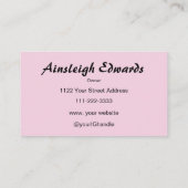 Blush Pink Black Script Photo Makeup 名刺 (裏面)