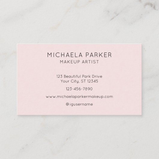 Blush Pink Black Script Photo Makeup  名刺 (裏面)
