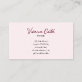 Blush Pink Black Script Photo Makeup 名刺 (裏面)