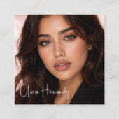 Blush Pink Black Script Photo Makeup Artist スクエア名刺 (正面)