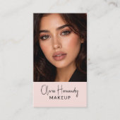 Blush Pink Black Script Photo Makeup Artist 名刺 (正面)