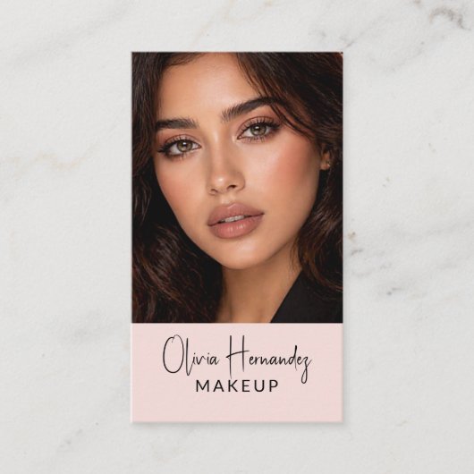 Blush Pink Black Script Photo Makeup Artist 名刺 (正面)