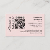 Blush Pink Black Script Photo Makeup  Business 名刺 (裏面)