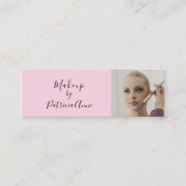 Blush Pink Black Script Photo Makeup Business Card スキニー名刺