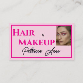 Blush Pink Black Script Photo Makeup Business Card 名刺