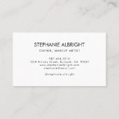 Blush Pink Black Script Photo Makeup Business Card 名刺 (裏面)