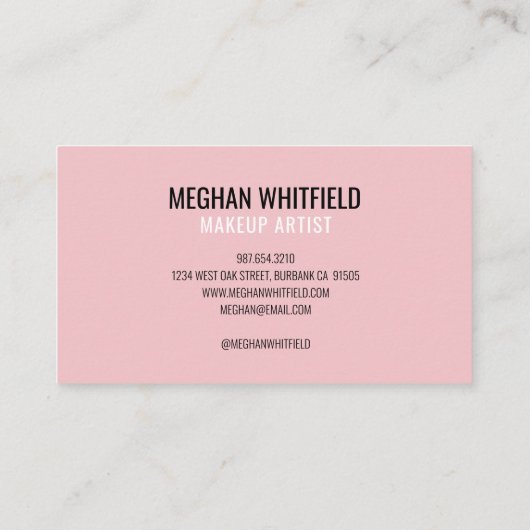 Blush Pink Black Script Photo Makeup Business Card 名刺 (裏面)
