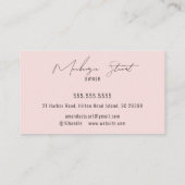 Blush Pink Black Script Photo Makeup Business Card 名刺 (裏面)