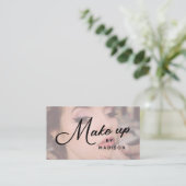 Blush Pink Black Script Photo Makeup Business Card 名刺 (スタンド正面)