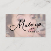 Blush Pink Black Script Photo Makeup Business Card 名刺 (正面)