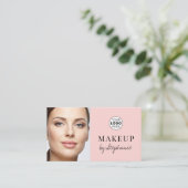 Blush Pink Black Script Photo Makeup Business Card 名刺 (スタンド正面)