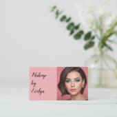 Blush Pink Black Script Photo Makeup Business Card 名刺 (スタンド正面)