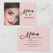 Blush Pink Black Script Photo Makeup Business Card 名刺 (正面/裏面)